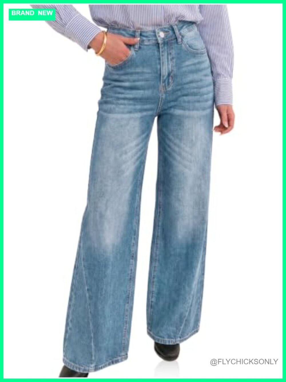 Women's Wide Leg High Waisted Bootcut Jeans Cotton Lyocell Blend